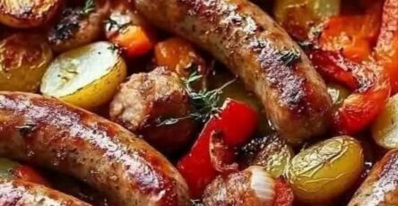 Roasted Sausages with Peppers, Onions, and Potatoes