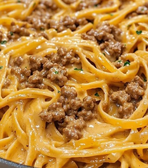 One-Pot Creamy Beef and Garlic Butter Pasta