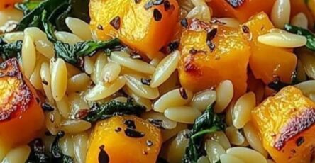 Orzo with Roasted Butternut Squash and Spinach