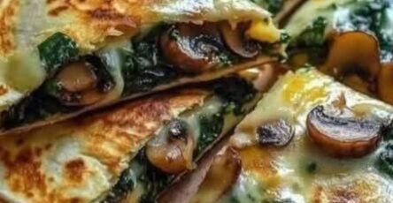 baked spinach mushroom quesadillas