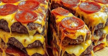 Pepperoni Pizza Cheeseburger Layer Cake