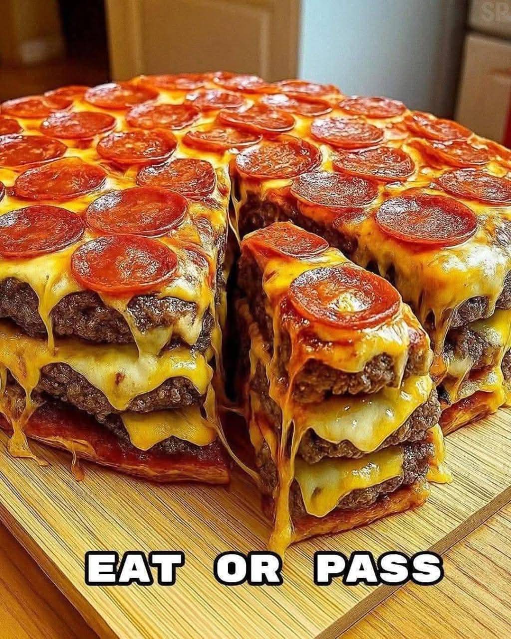 Pepperoni Pizza Cheeseburger Layer Cake
