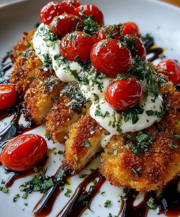 Crispy Chicken Cutlet with Burrata
