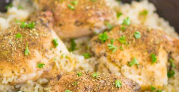 One-Skillet Crispy Herb Chicken Thighs and Rice