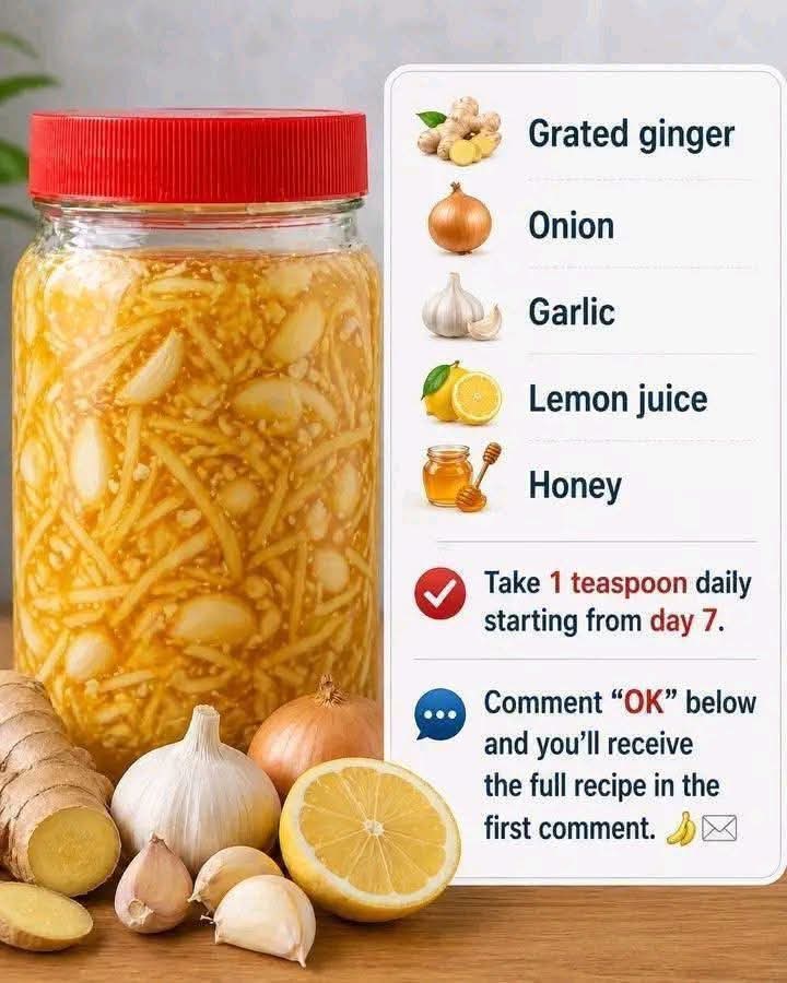 Immune-Boosting Tonic (Ginger, Garlic, Onion, Lemon & Honey)